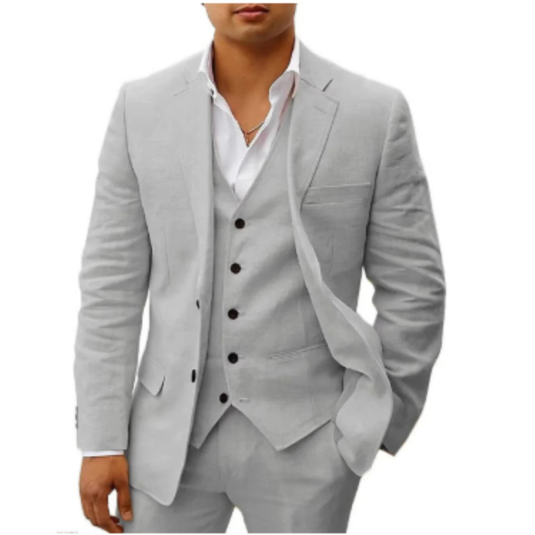 Costume homme trois pièces avec veste simple boutonnage et gilet-Suit Man-Gigié