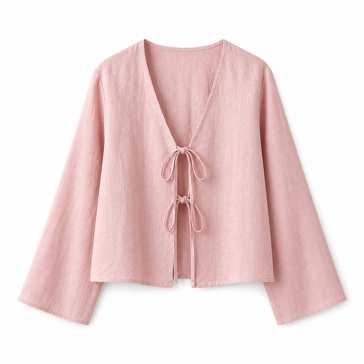 Crop top femme à manches longues avec fermeture à nouer sur le devant-Tops for women-Gigié