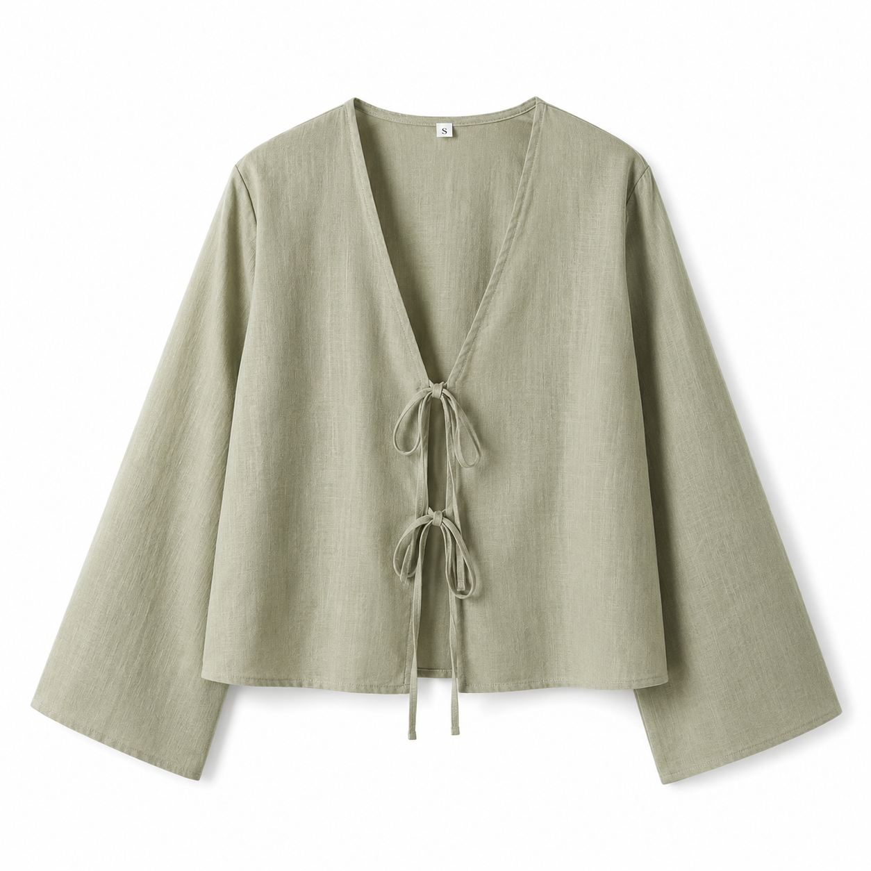 Crop top femme à manches longues avec fermeture à nouer sur le devant-Tops for women-Gigié
