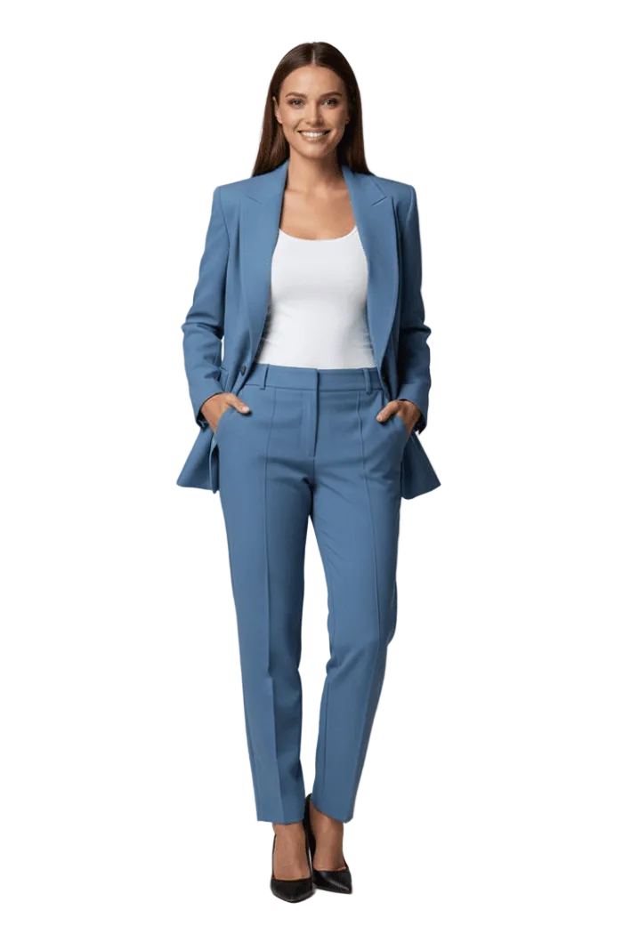 Tenue blazer femme avec veste structurée et pantalon à ligne étroite