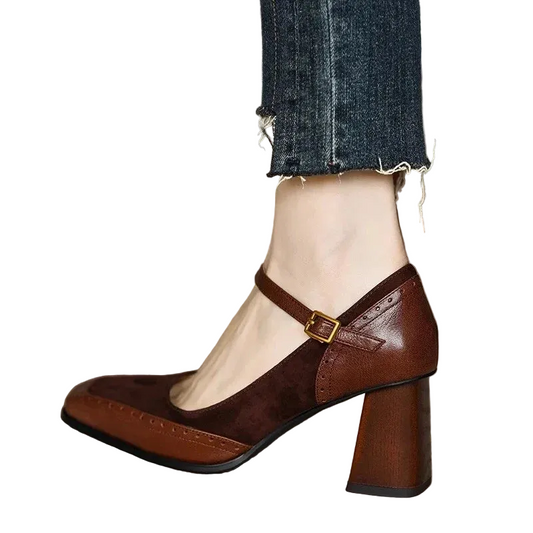 Chaussures à talon bloc avec bride et bout carré pour femme