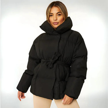 Doudoune pour femme avec ceinture et col montant 2