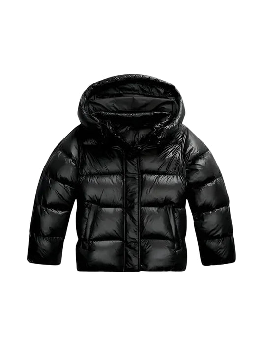 Doudoune Courte Brillante À Capuche Tendance-Gigié