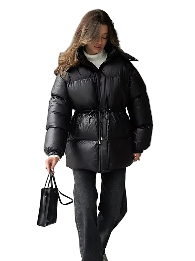 Doudoune d’hiver pour femme avec cordon de serrage – finition brillante et coupe moderne-Gigié