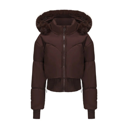 Doudoune Femme Courte À Capuche Amovible-Gigié