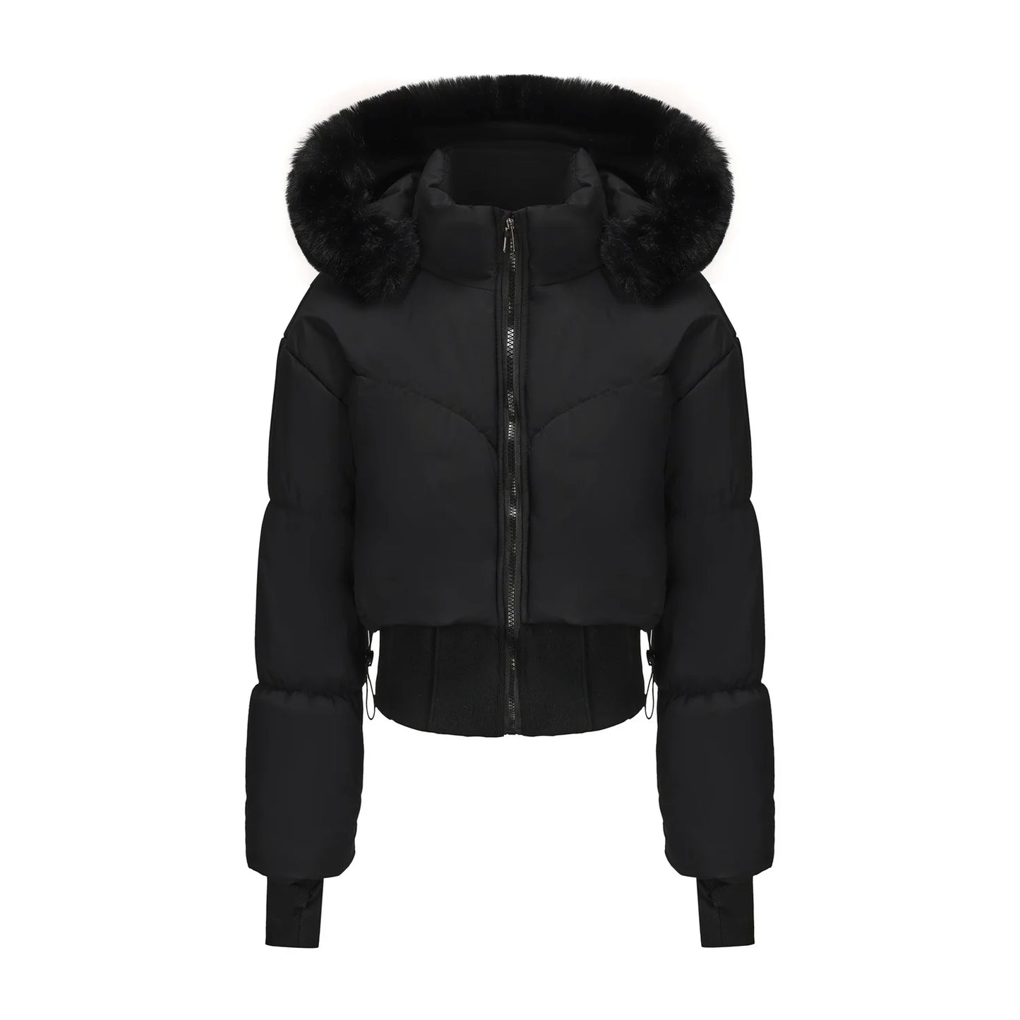 Doudoune Femme Courte À Capuche Amovible-Gigié