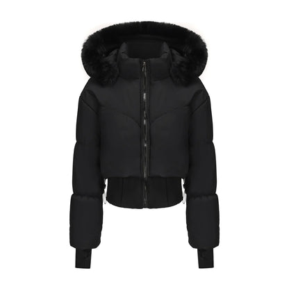 Doudoune Femme Courte À Capuche Amovible-Gigié