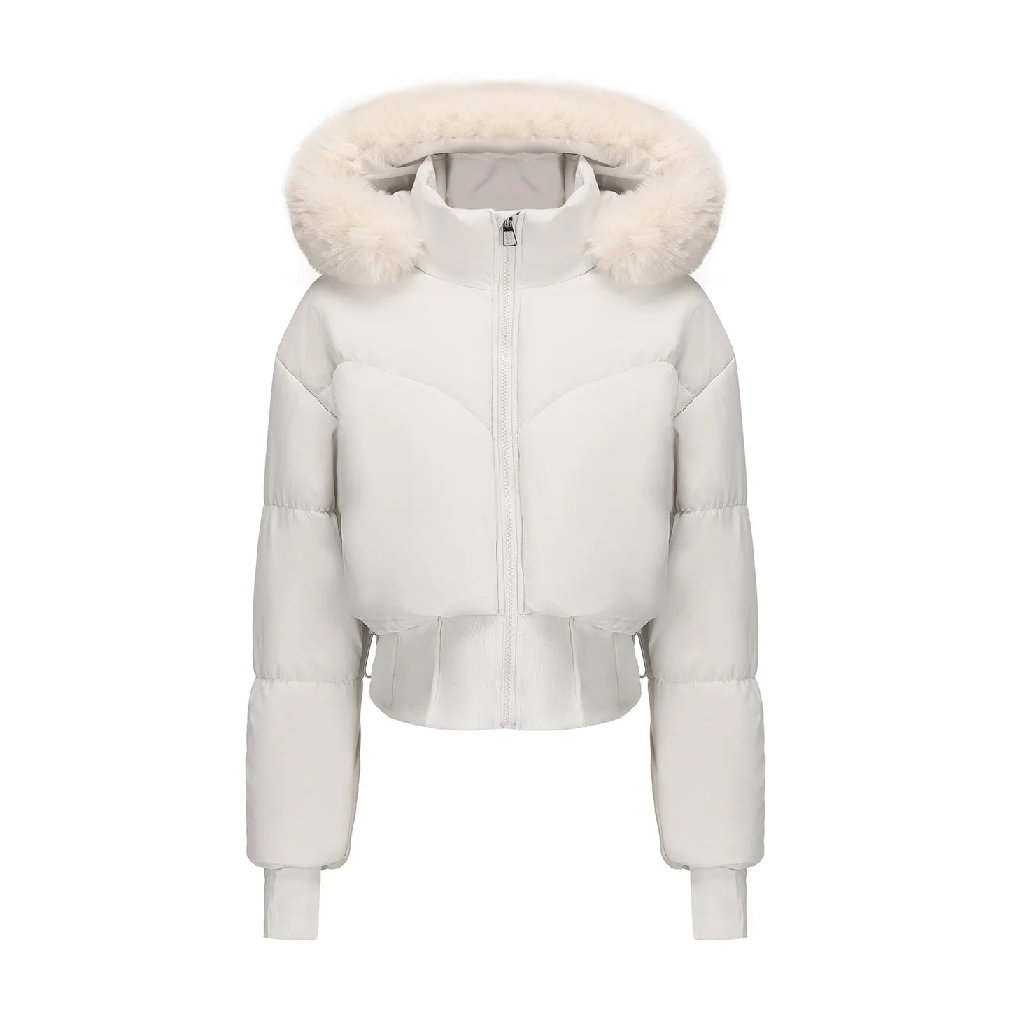 Doudoune Femme Courte À Capuche Amovible-Gigié