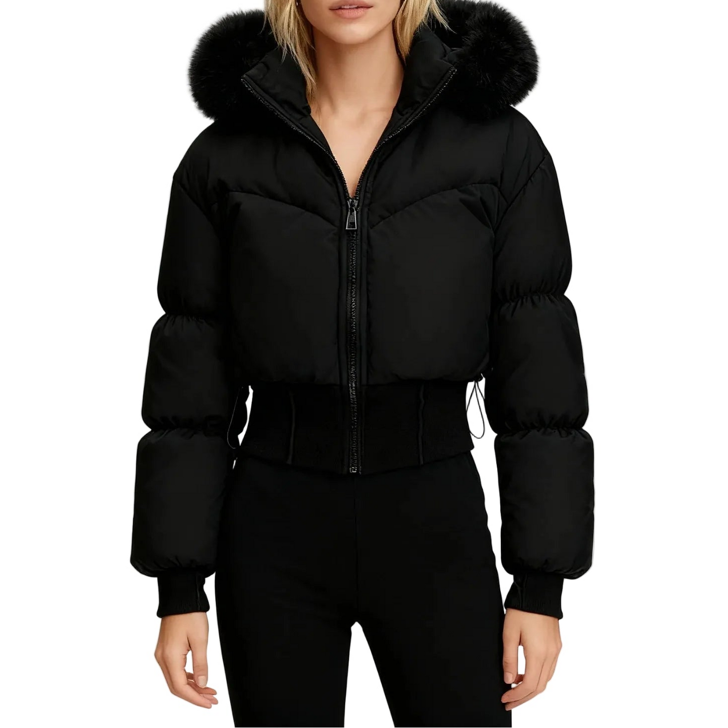 Doudoune Femme Courte À Capuche Amovible-Gigié