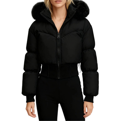 Doudoune Femme Courte À Capuche Amovible-Gigié