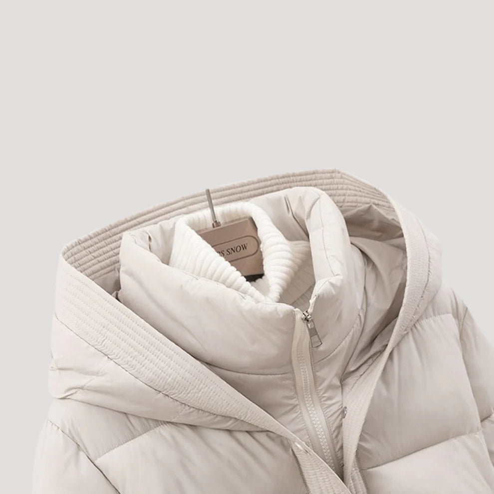 Doudoune Femme Hiver Ceinturée À Capuche-Gigié