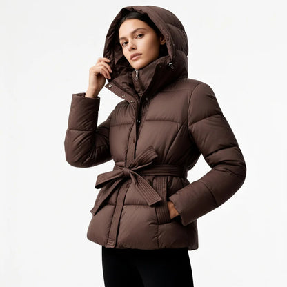 Doudoune Femme Hiver Ceinturée À Capuche-Gigié