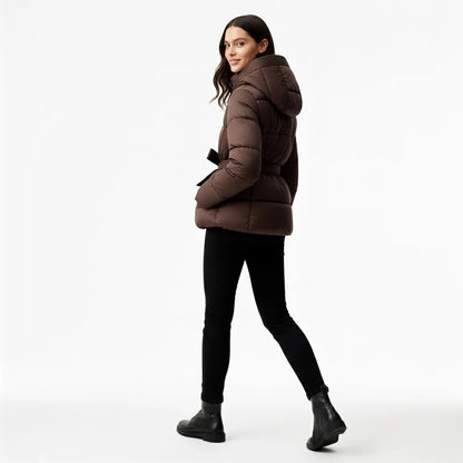 Doudoune Femme Hiver Ceinturée À Capuche-Gigié