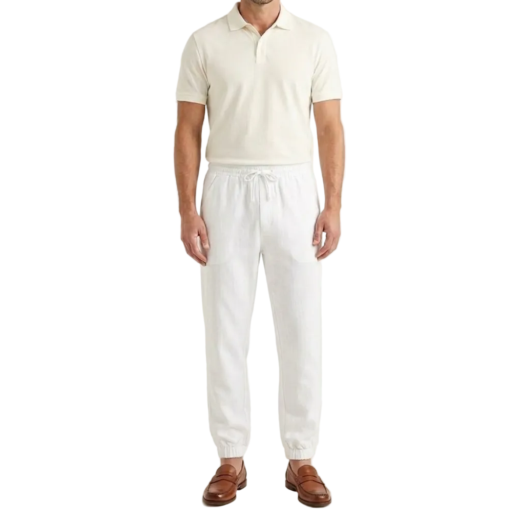 Homme Pantalon à Taille Élastique avec Cordon de Serrage