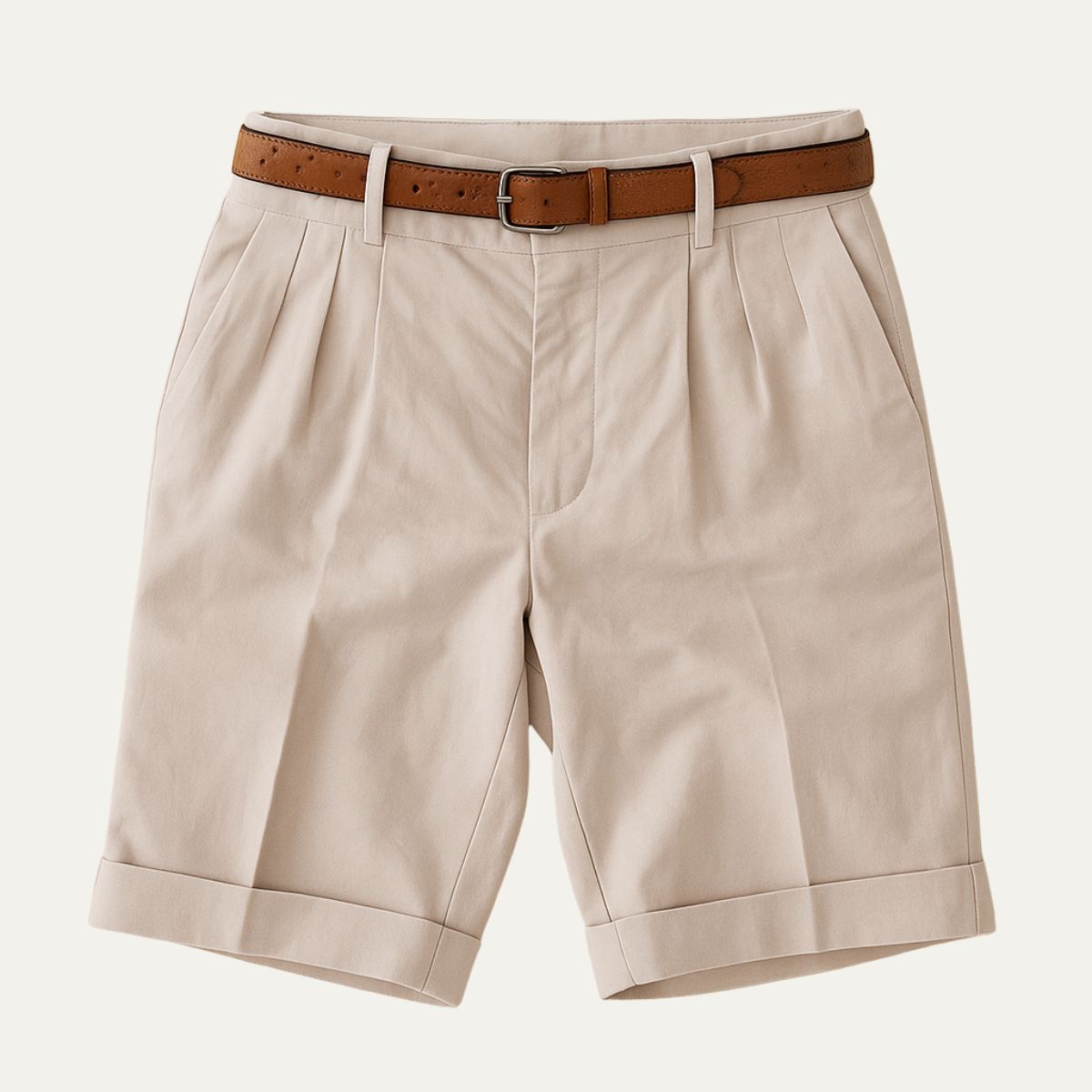 Short Homme avec Plis et Ceinture