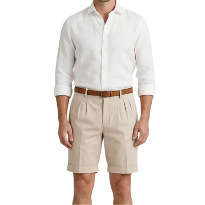 Short Homme avec Plis et Ceinture