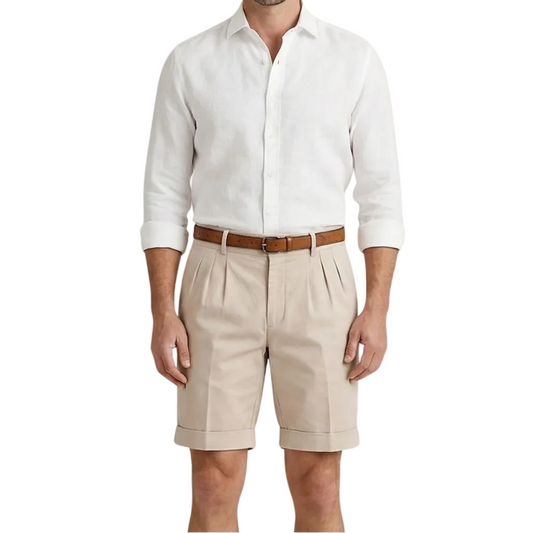 Short Homme avec Plis et Ceinture