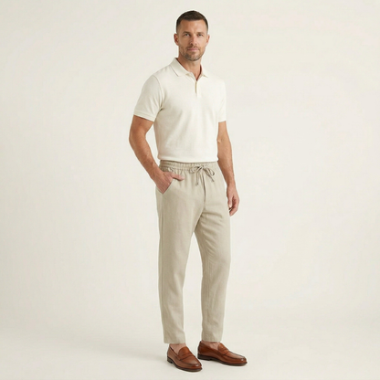 Homme Pantalon à Taille Élastique avec Cordon de Serrage