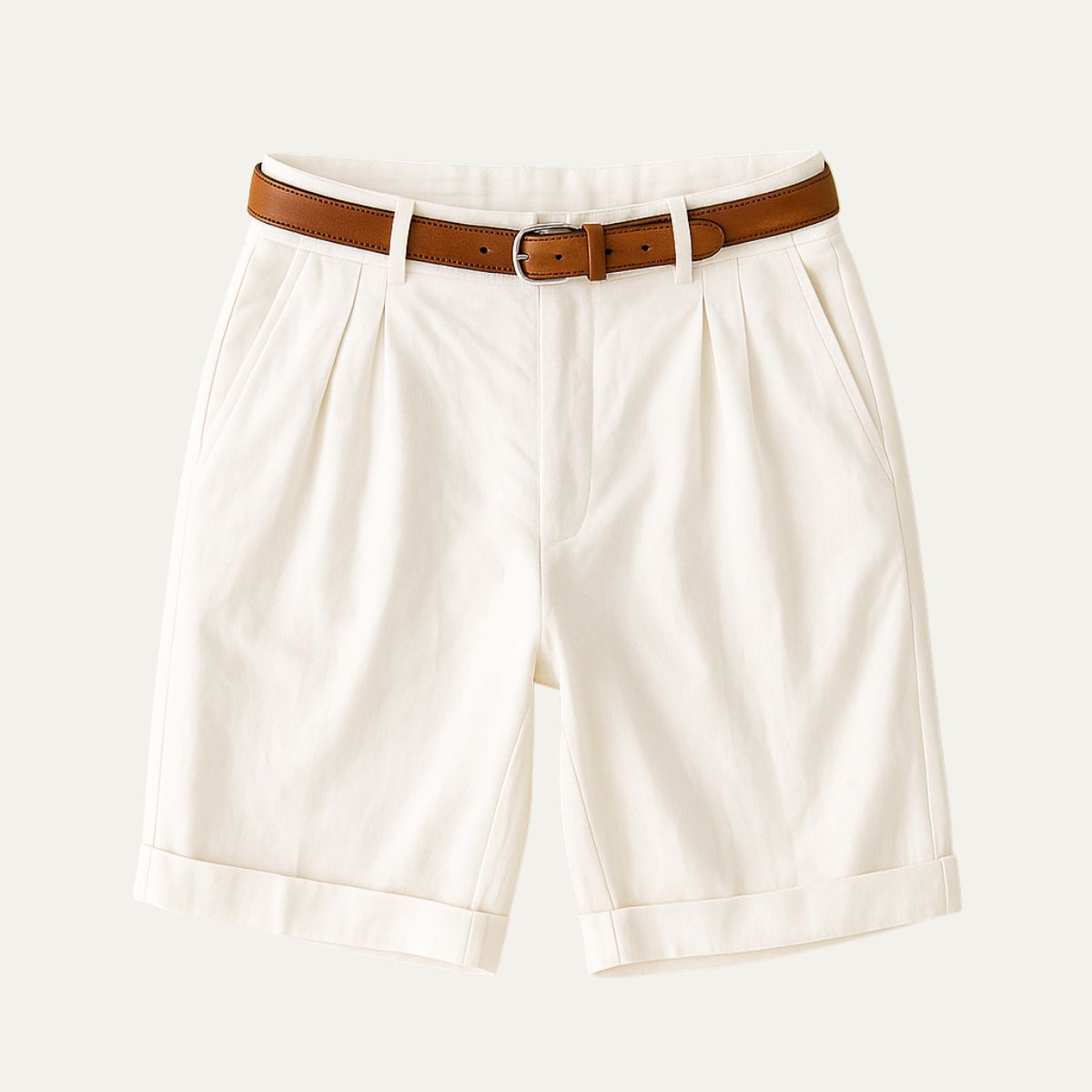 Short Homme avec Plis et Ceinture