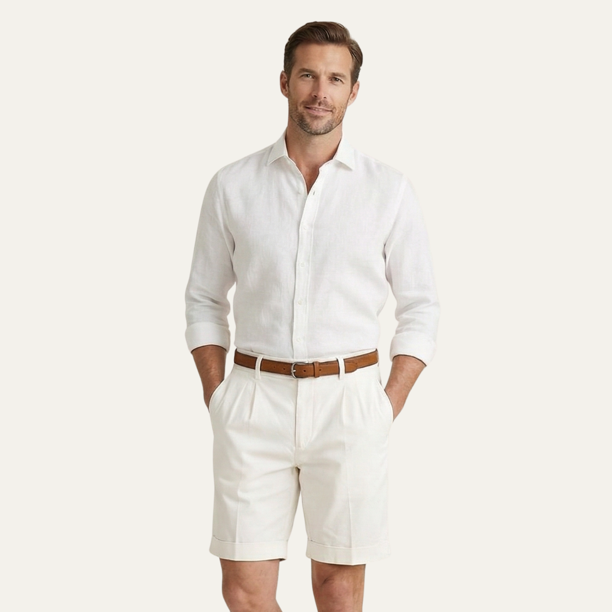 Short Homme avec Plis et Ceinture