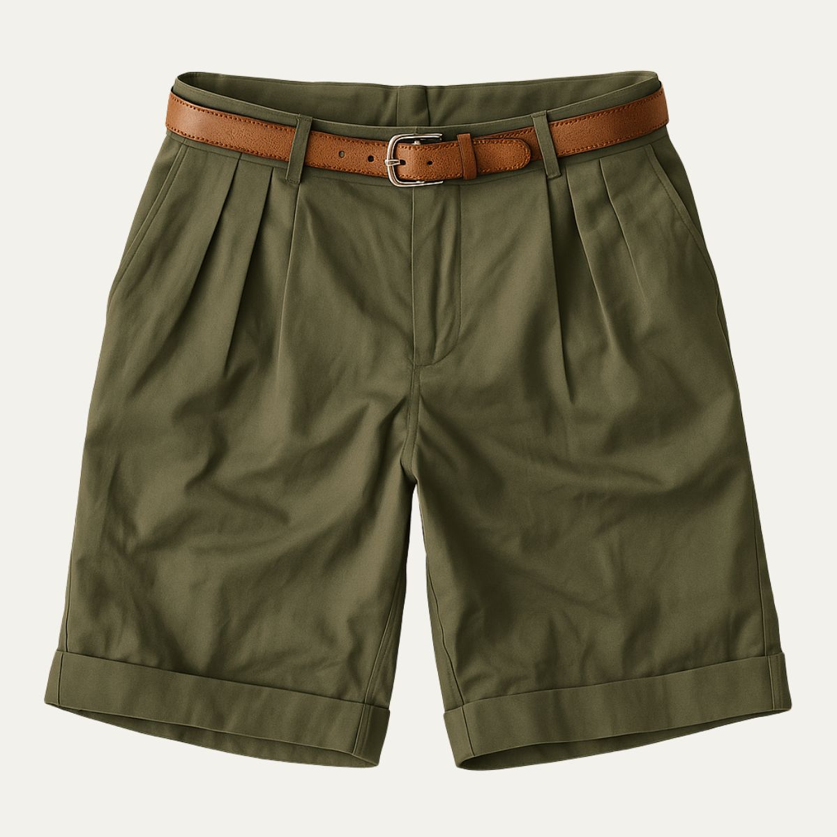 Short Homme avec Plis et Ceinture