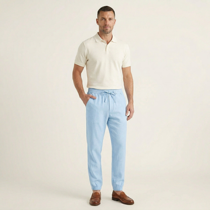 Homme Pantalon à Taille Élastique avec Cordon de Serrage