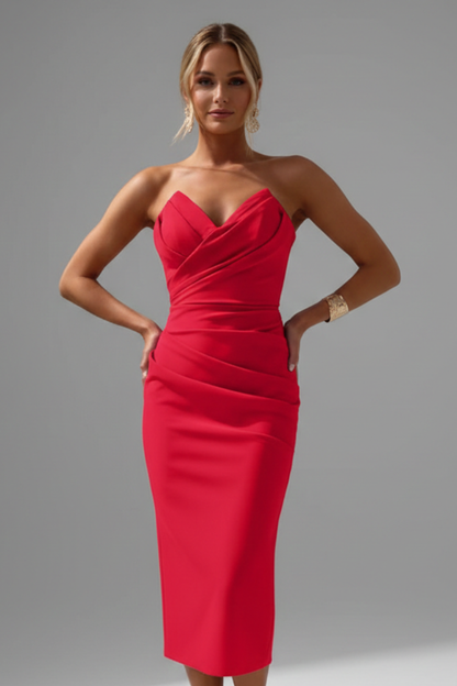 Femme Robe Midi Sans Bretelles à Devant Croisé