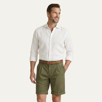 Short Homme avec Plis et Ceinture