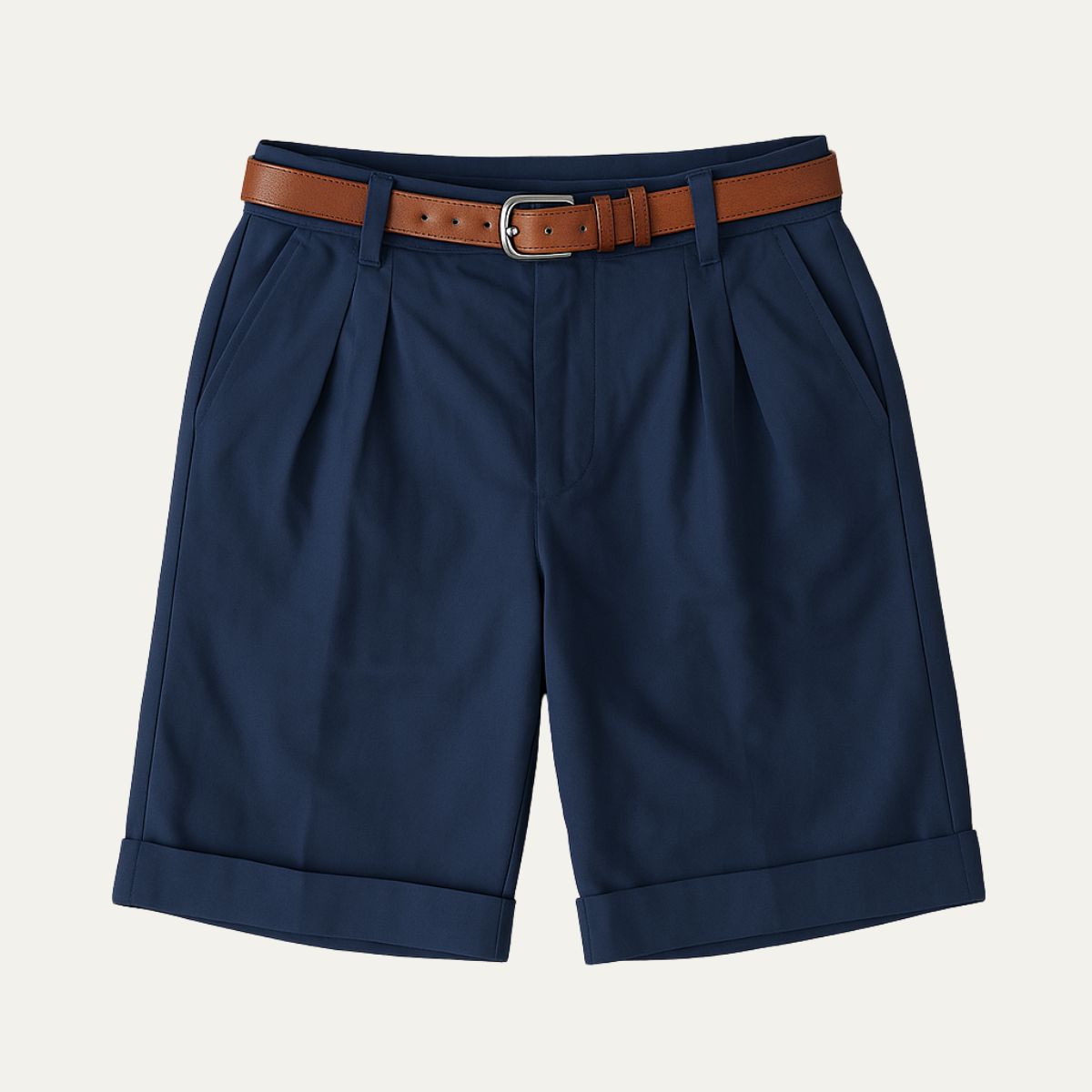Short Homme avec Plis et Ceinture