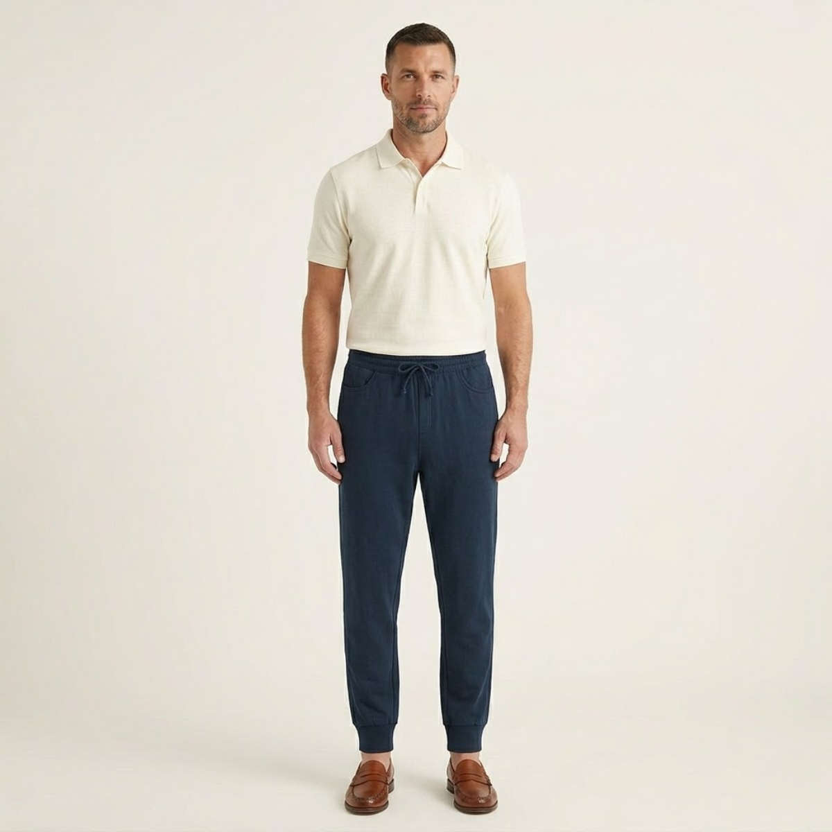Homme Pantalon à Taille Élastique avec Cordon de Serrage