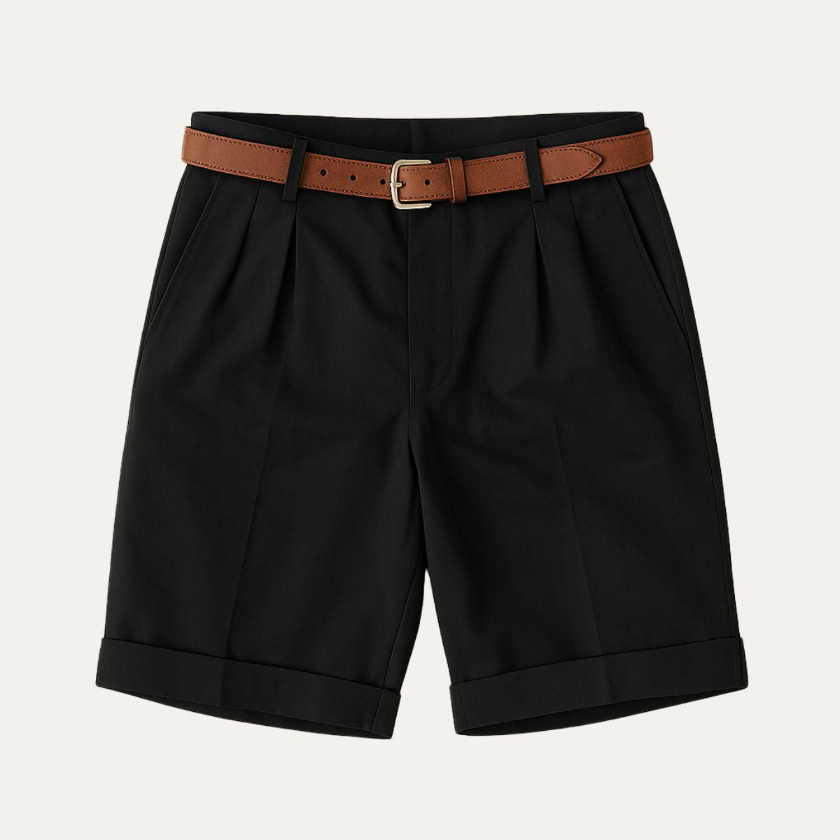 Short Homme avec Plis et Ceinture
