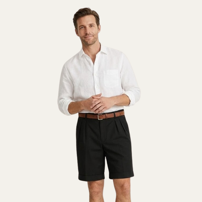 Short Homme avec Plis et Ceinture