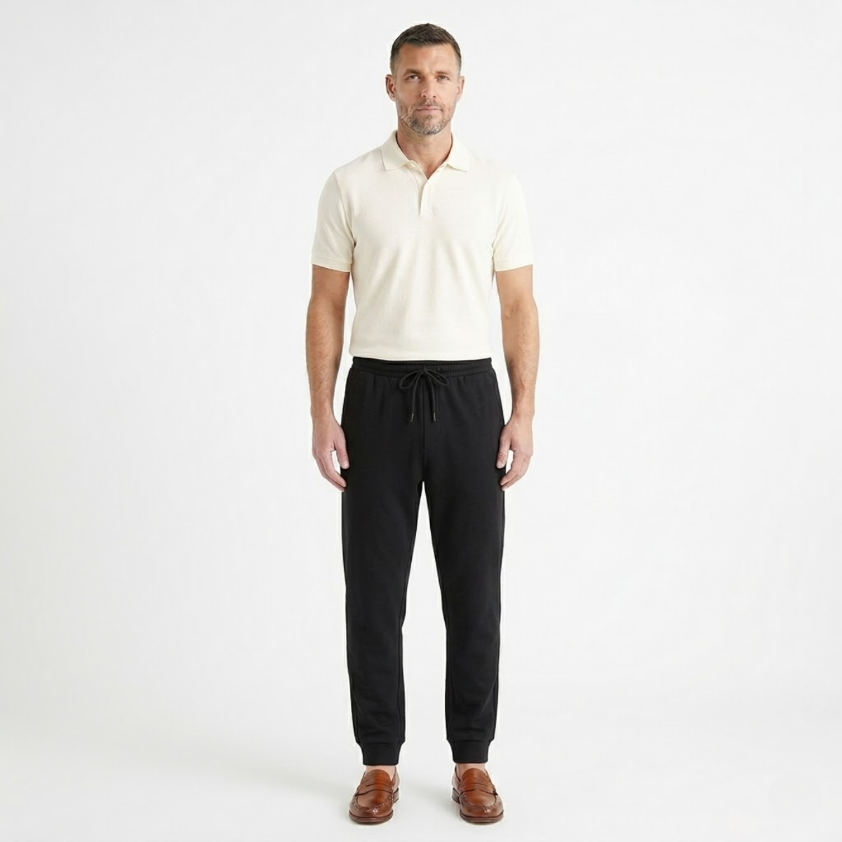 Homme Pantalon à Taille Élastique avec Cordon de Serrage