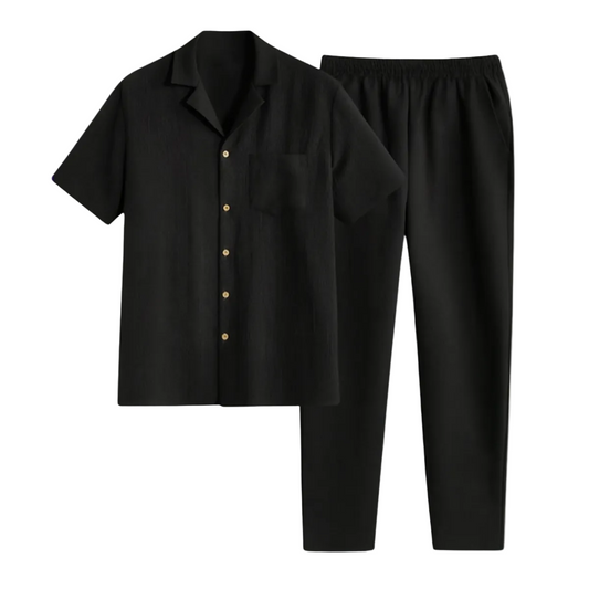 Homme Ensemble Chemise à Manches Courtes et Pantalon