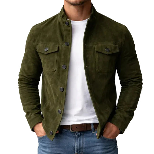 Veste pour homme à boutons avec col montant et poches poitrine à rabat