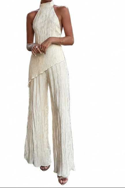 Ensemble deux pièces femme avec haut dos nu et pantalon large