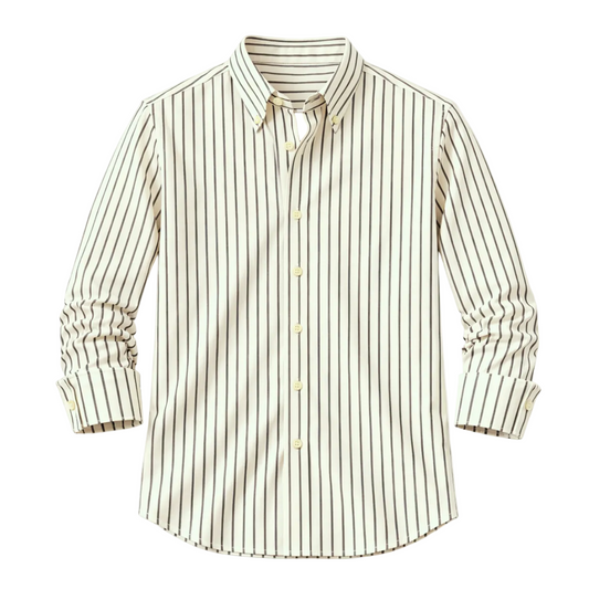 Chemise homme à col boutonné, manches longues et motif à rayures