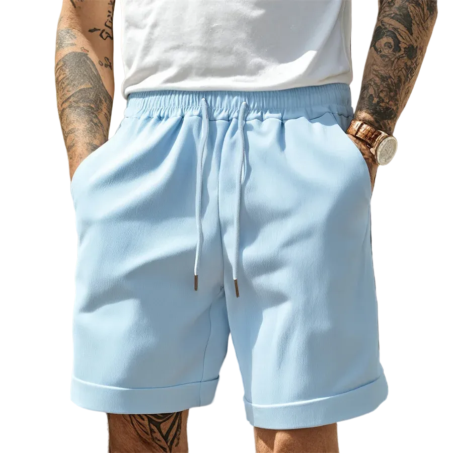 Short Homme avec Cordon de Serrage et Ourlet Replié
