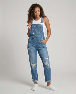Salopette en denim pour femme avec poche poitrine et bretelles réglables