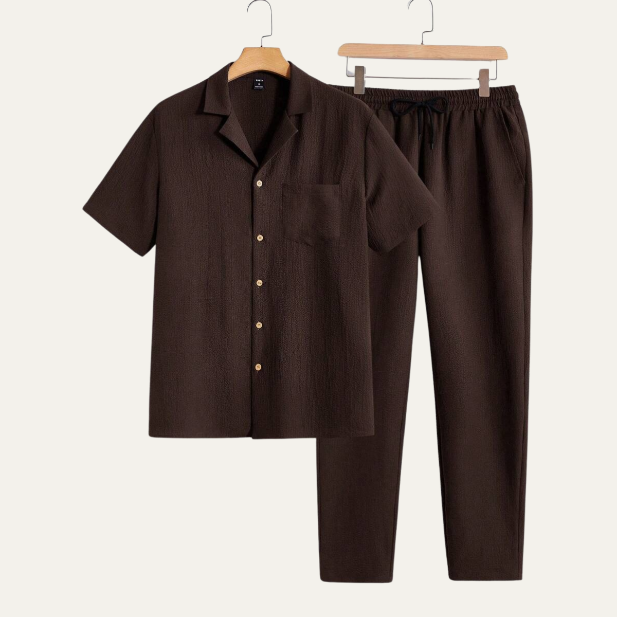 Homme Ensemble Chemise à Manches Courtes et Pantalon