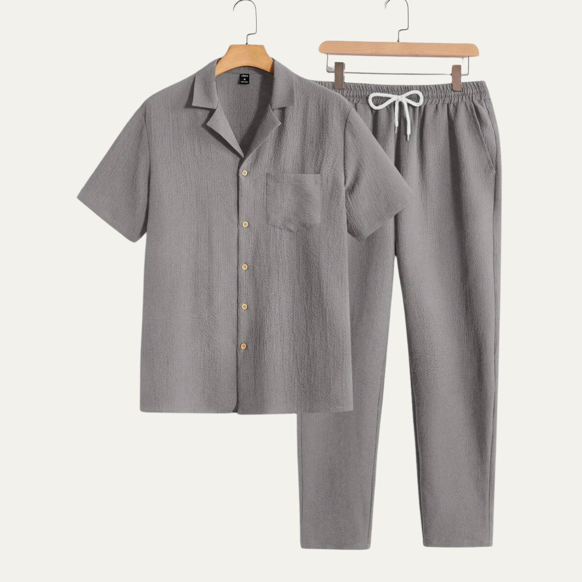 Homme Ensemble Chemise à Manches Courtes et Pantalon