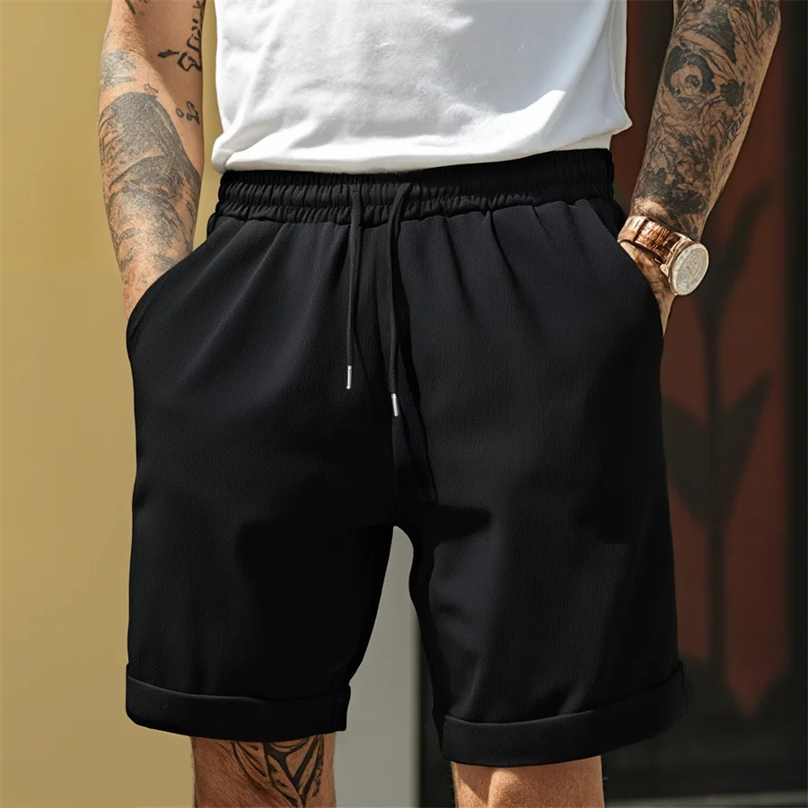 Short Homme avec Cordon de Serrage et Ourlet Replié