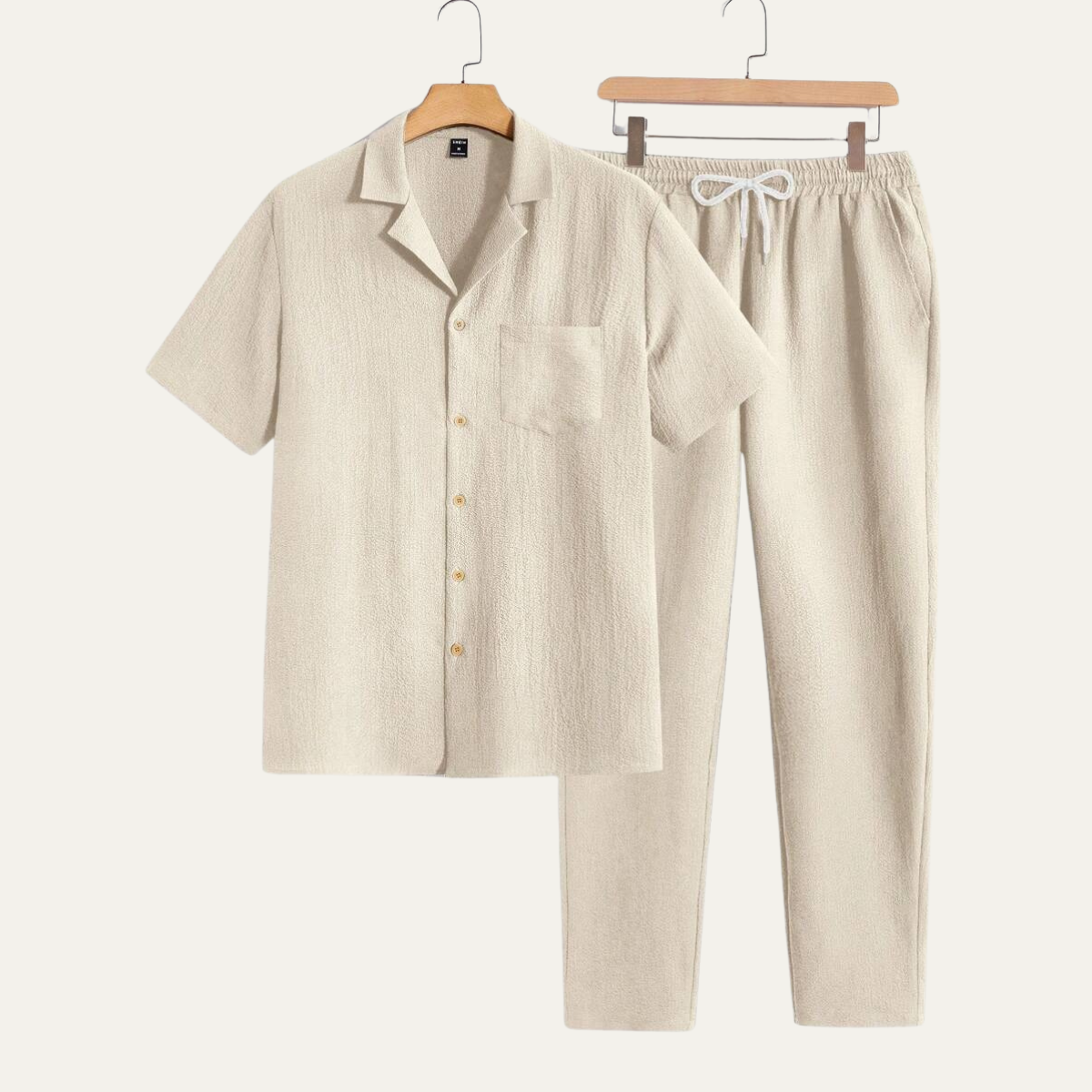 Homme Ensemble Chemise à Manches Courtes et Pantalon