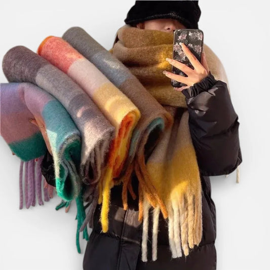 Écharpe Femme À Carreaux À Franges-Gigié