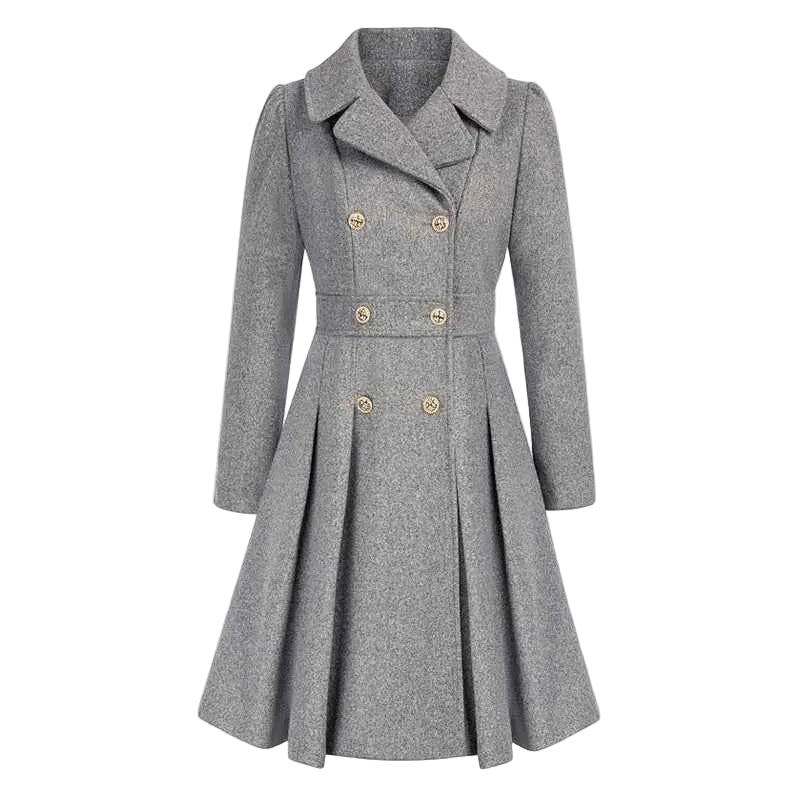Manteau structuré à double rangée de boutons avec bas évasé pour femme