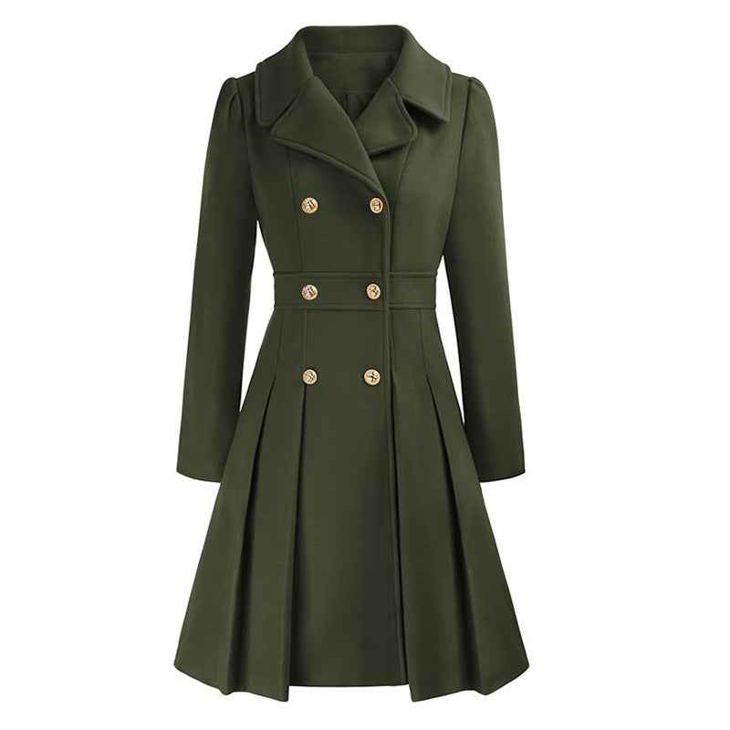 Manteau structuré à double rangée de boutons avec bas évasé pour femme