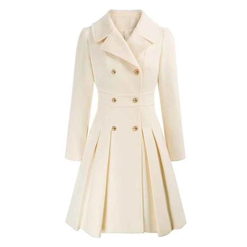 Manteau structuré à double rangée de boutons avec bas évasé pour femme