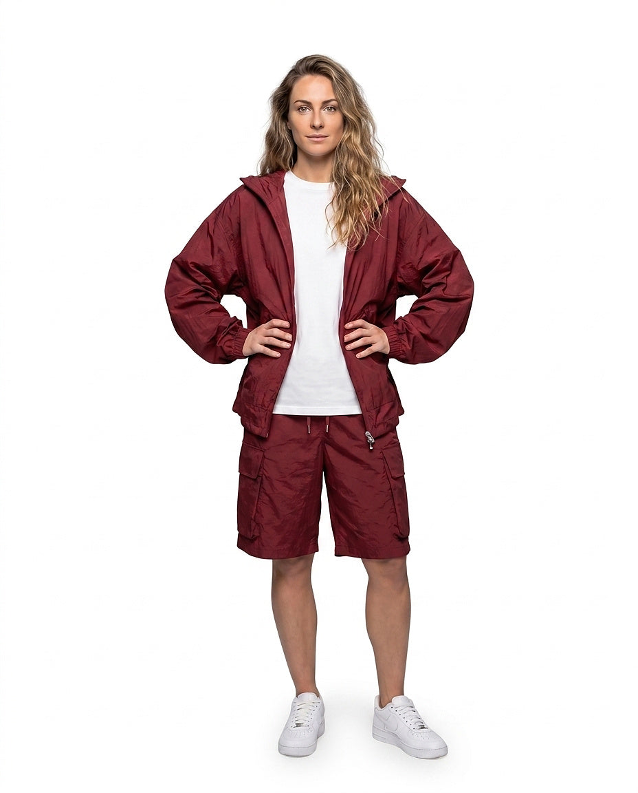 Ensemble coupe-vent zippé à capuche pour femme 1