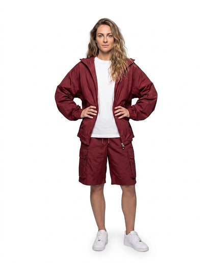 Ensemble coupe-vent zippé à capuche pour femme 1