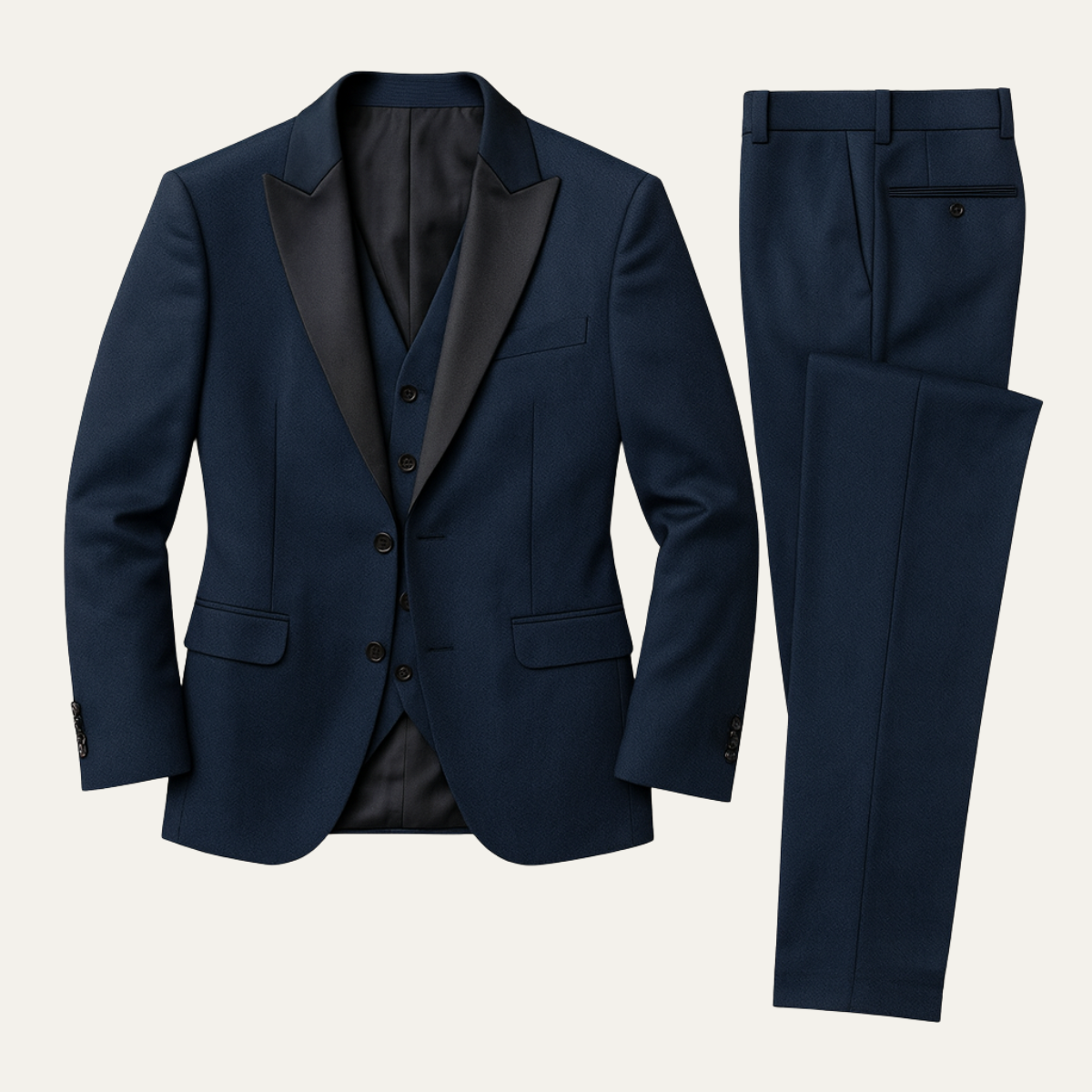 Ensemble de costume pour homme avec veste, gilet et pantalon à revers-Suit Man-Gigié